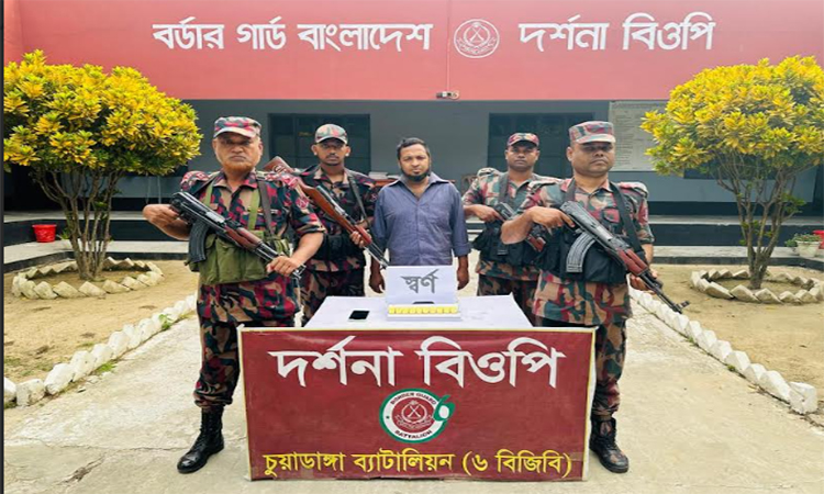 দর্শনায় আড়াই কোটি টাকার স্বর্ণের বারসহ এক চোরাকারবারি আটক