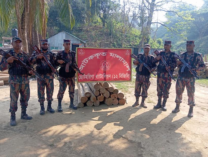 রাঙ্গামাটিতে অবৈধ সেগুনকাঠ জব্দ 