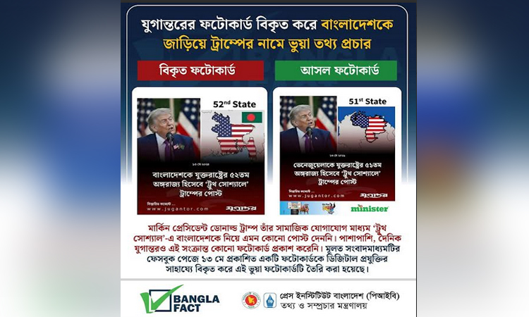 বাংলাদেশকে জাড়িয়ে ট্রাম্পের নামে ভুয়া তথ্য প্রচার শনাক্ত : বাংলাফ্যাক্ট