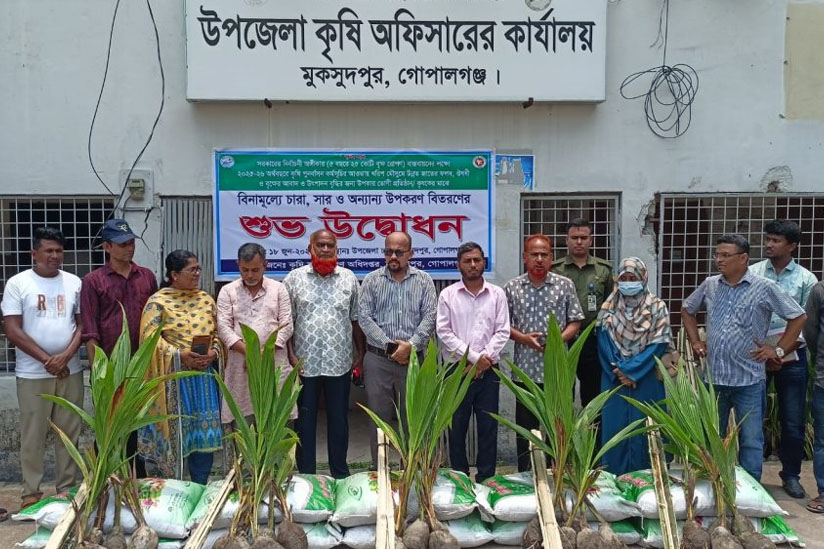 গোপালগঞ্জে কৃষকদের মাঝে নারকেল চারা ও সার বিতরণ