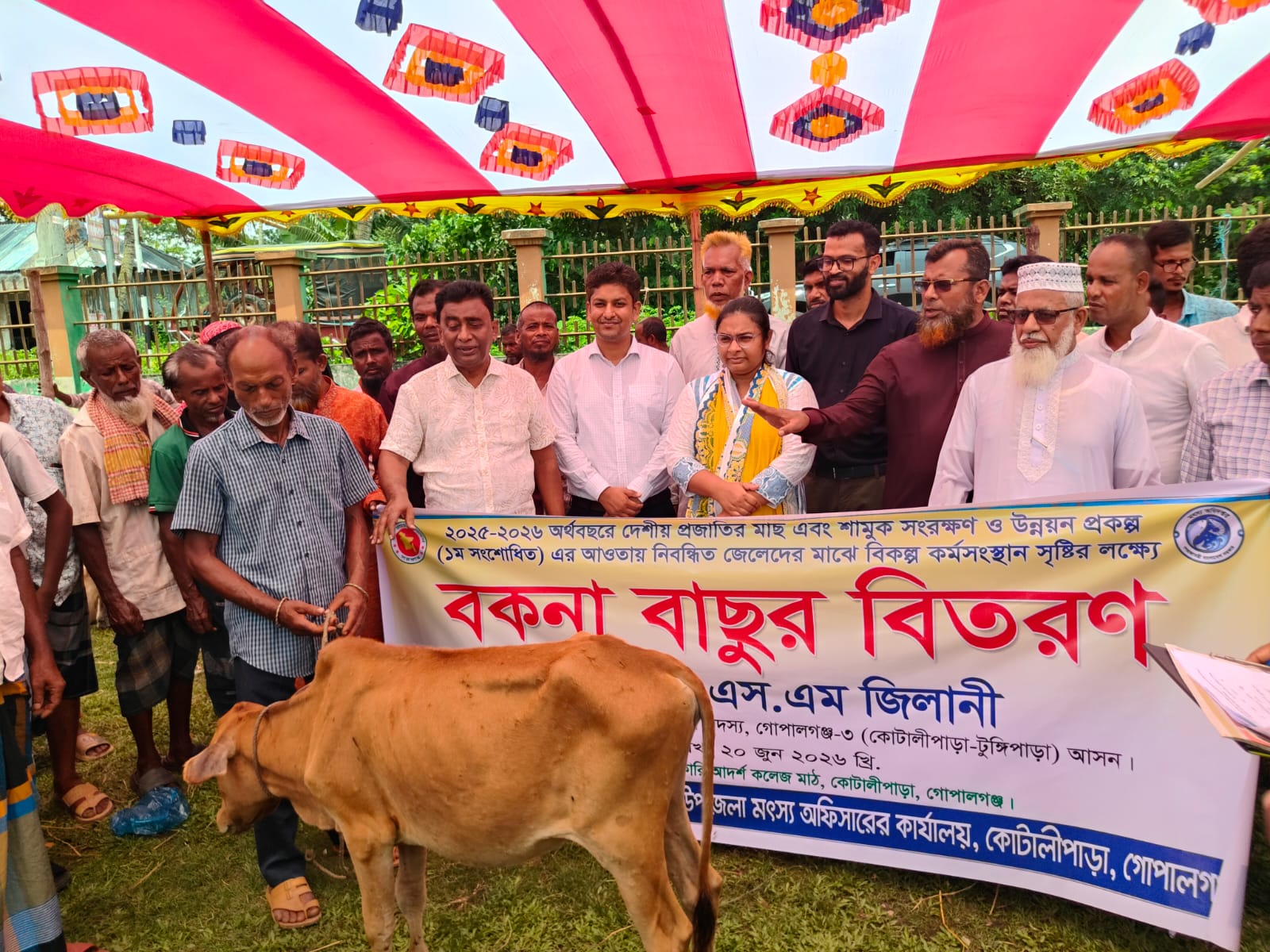 গোপালগঞ্জে নিবন্ধিত জেলেদের মধ্যে বকনা বাছুর বিতরণ