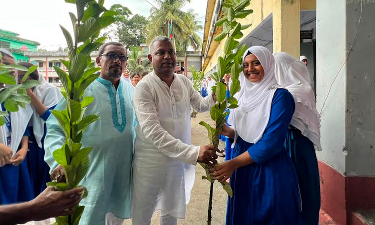 পটুয়াখালীতে বিএনপির উদ্যোগে শিক্ষার্থীদের মাঝে ৫ শতাধিক গাছের চারা বিতরণ