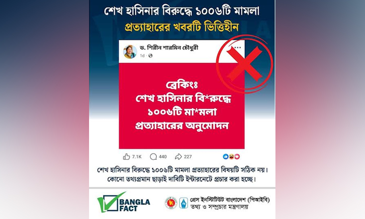 মিথ্যা ও ভিত্তিহীন সংবাদ প্রচার করে বিভ্রান্তি সৃষ্টির অপচেষ্টা শনাক্ত : বাংলাফ্যাক্ট