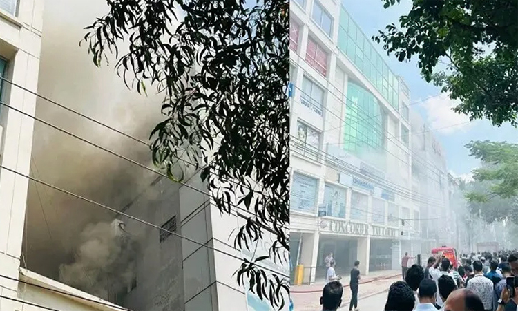 ধানমন্ডির এপেক্স ভবনে আগুন